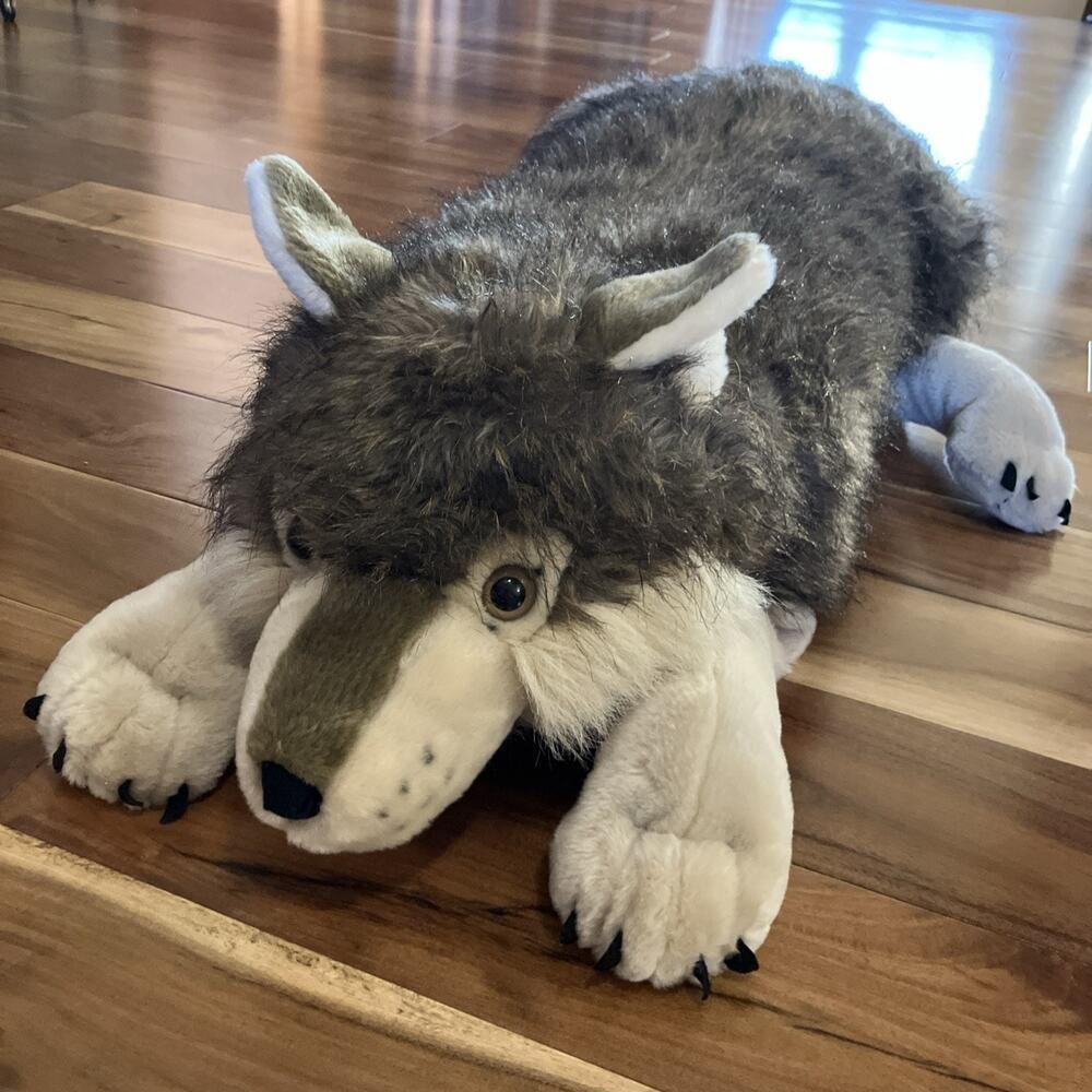 Timber Wolf Laying Plush 40" Long Realistic Jumbo Wild Republic Stuffed Animal